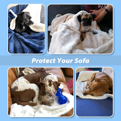 Large Dog Fleece Blanket, Soft and Fluffy Pet Throw for Couch, Sofa, Dog Beds, and Car Seats, Washable, 50x60 Inches, Beige