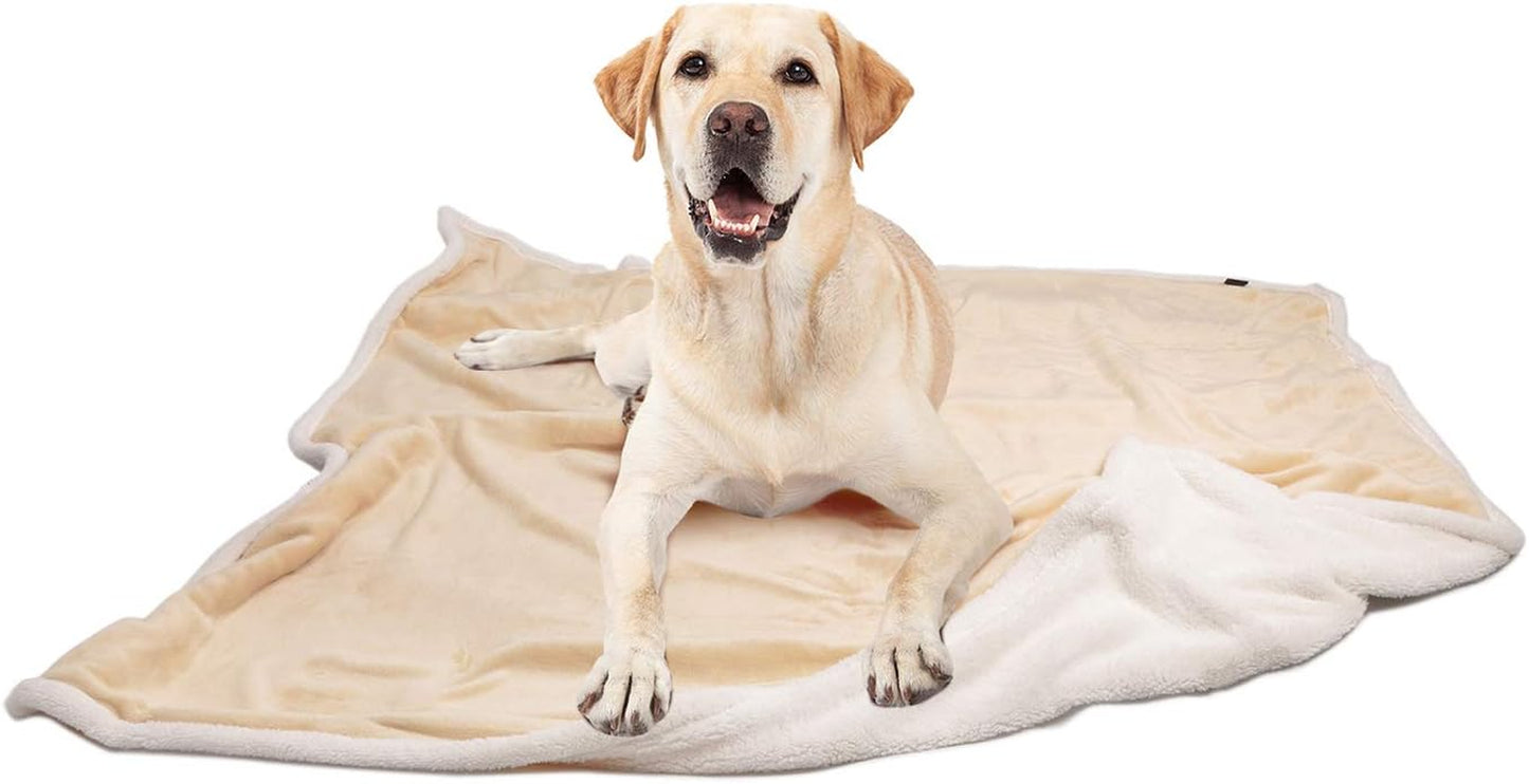 Large Dog Fleece Blanket, Soft and Fluffy Pet Throw for Couch, Sofa, Dog Beds, and Car Seats, Washable, 50x60 Inches, Beige