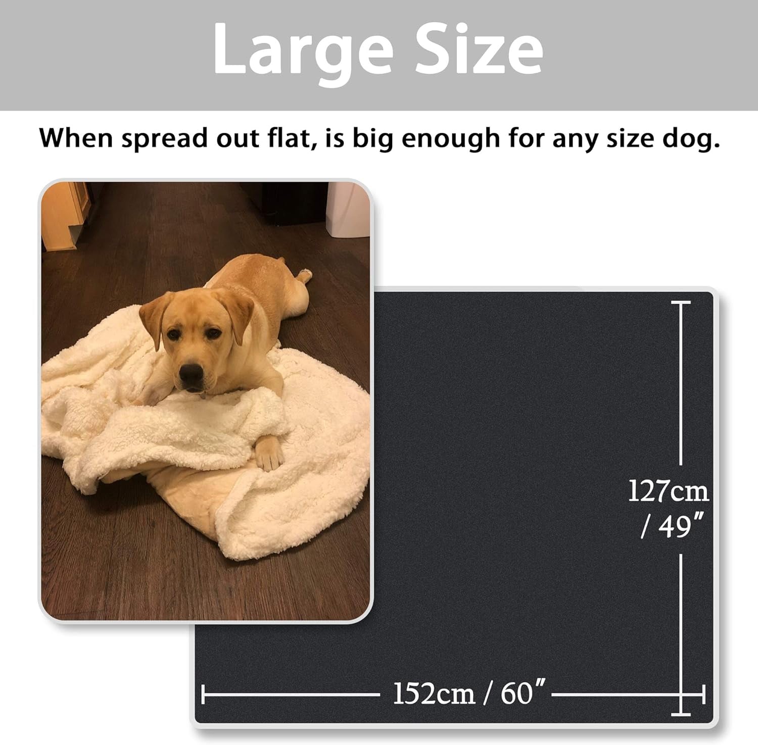 Large Dog Fleece Blanket, Soft and Fluffy Pet Throw for Couch, Sofa, Dog Beds, and Car Seats, Washable, 50x60 Inches, Beige